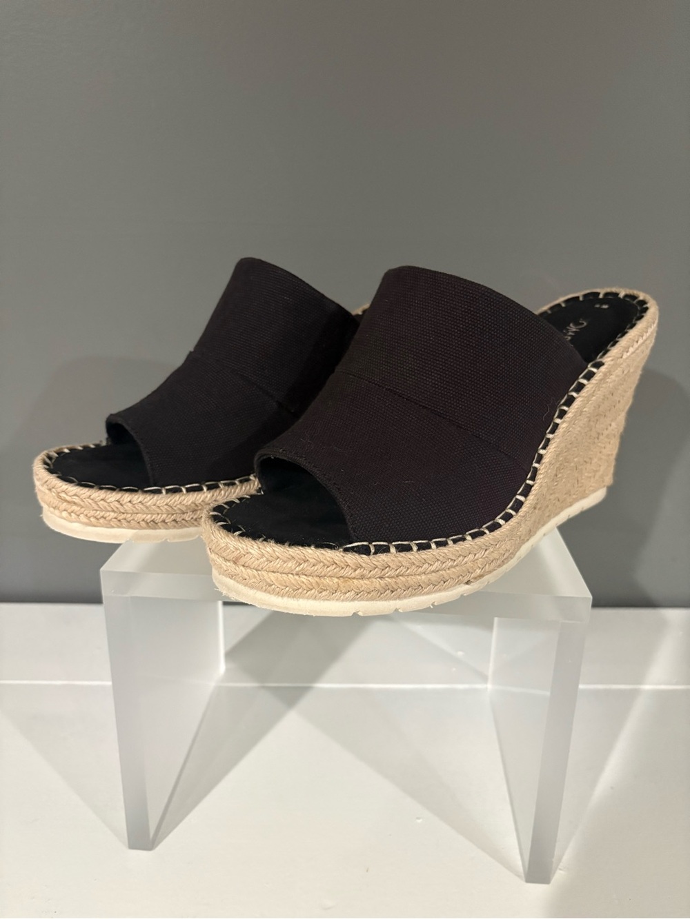 Toms Black Espadrille Wedge Slide